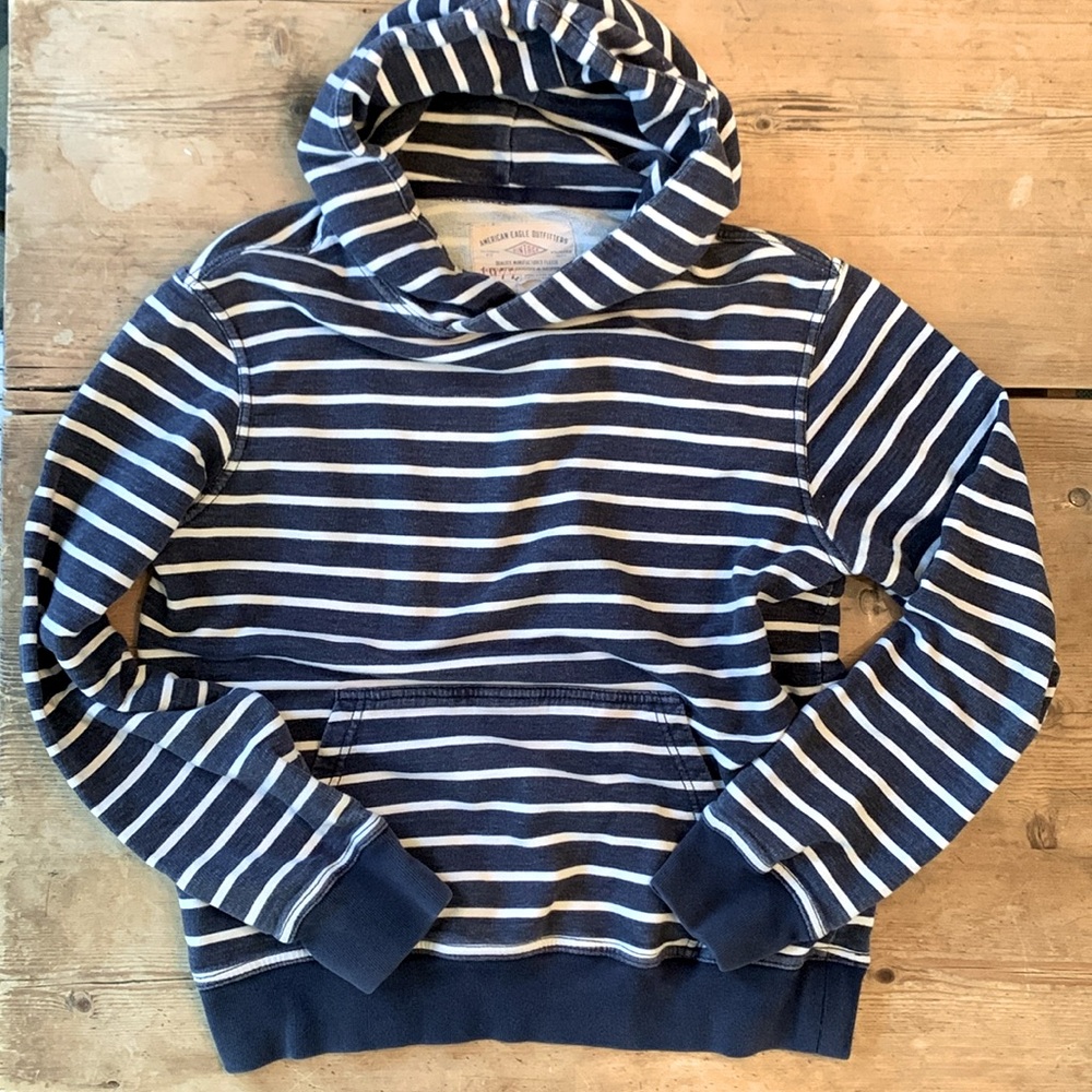 100% Cotton American Eagle Heavy weight French terry weathered striped hoody